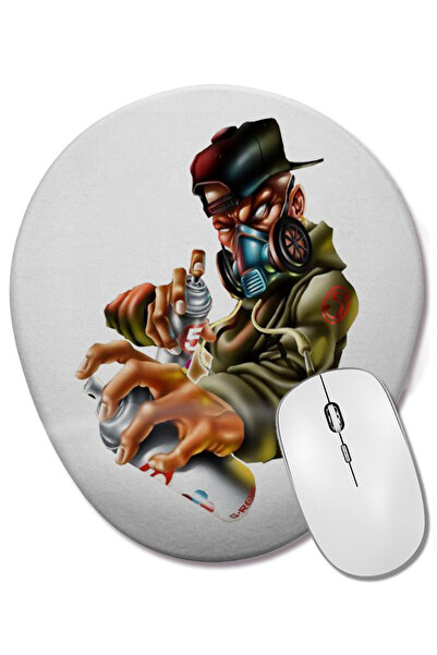 BASKI DÜNYASI Mouse Pad oval cu suport pentru încheietura mâinii din grafit