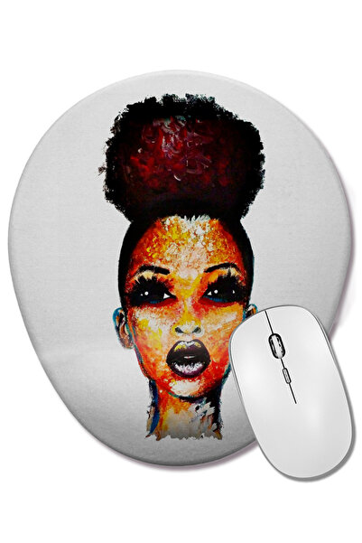 BASKI DÜNYASI Mouse Pad oval Rosto Pintura cu suport pentru încheietura mâinii