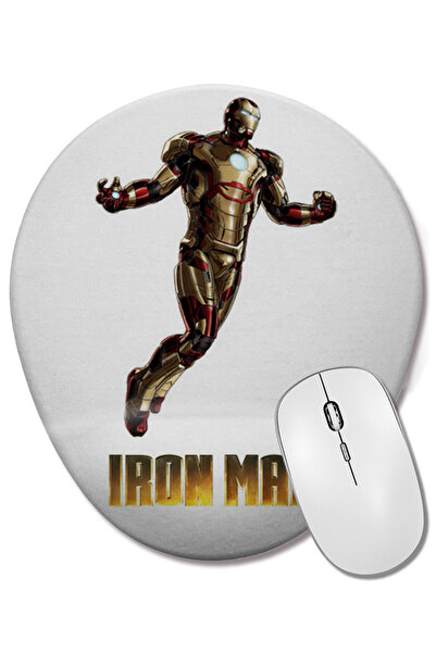 BASKI DÜNYASI Mouse Pad oval Ironman Flying cu suport pentru încheietura mâinii