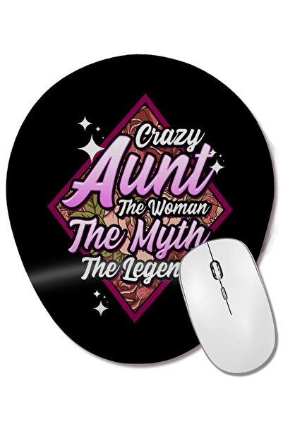 BASKI DÜNYASI Mouse Pad oval cu suport pentru încheietura mâinii, Funny Crazy Aunt The Woman The Myth The Legend