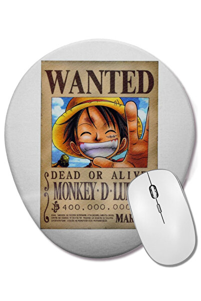 BASKI DÜNYASI Mouse Pad oval One Piece Wanted Luffy cu suport pentru încheiet...