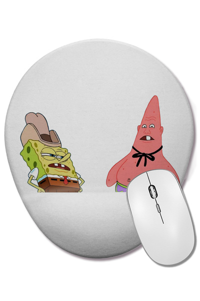 BASKI DÜNYASI Mouse Pad oval cu suport pentru încheietura mâinii, SpongeBob D...