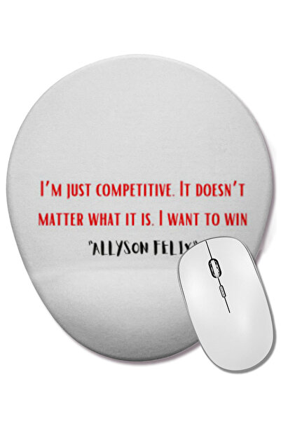 BASKI DÜNYASI Allyson Felix Quotes Mouse Pad oval cu suport pentru încheietur...