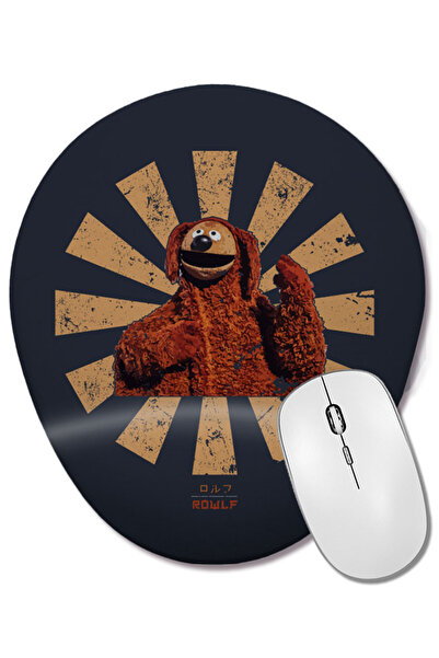 BASKI DÜNYASI Rowlf The Dog Retro Japanese Muppets Mouse Pad oval cu suport pentru încheietura mâinii