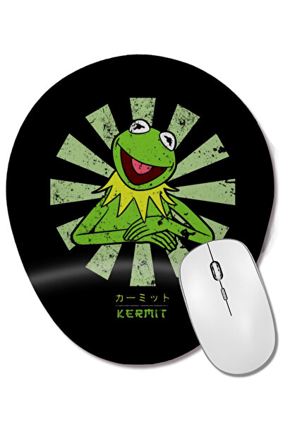BASKI DÜNYASI Mouse Pad oval retro japonez Kermit The Frog cu suport pentru î...