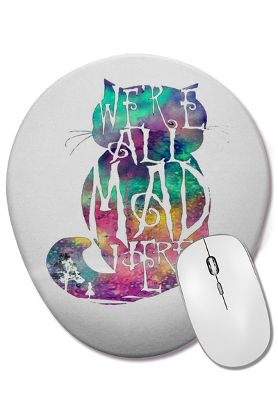 BASKI DÜNYASI Cat pisică Mouse Pad oval cu suport pentru încheietura mâinii
