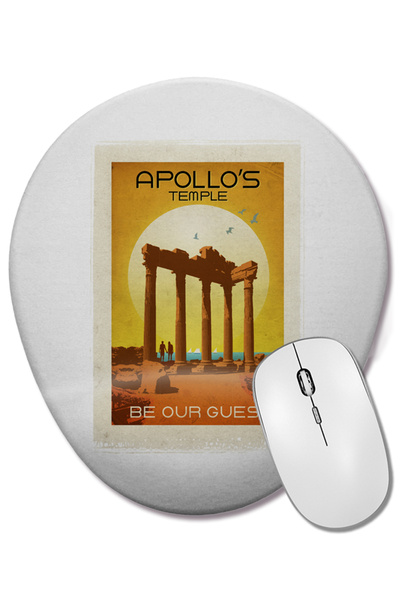 BASKI DÜNYASI Mouse Pad oval cu suport pentru încheietura mâinii Templul Apollon