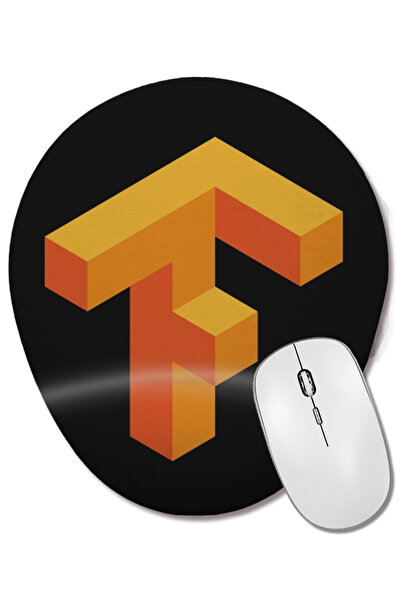 BASKI DÜNYASI Tensorflow Logo 01 Овална подложка за мишка с опора за китката