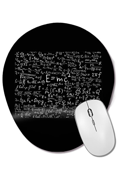 BASKI DÜNYASI لوحة ماوس بيضاوية لصيغة الرياضيات E=mc2 مع دعم للمعصم