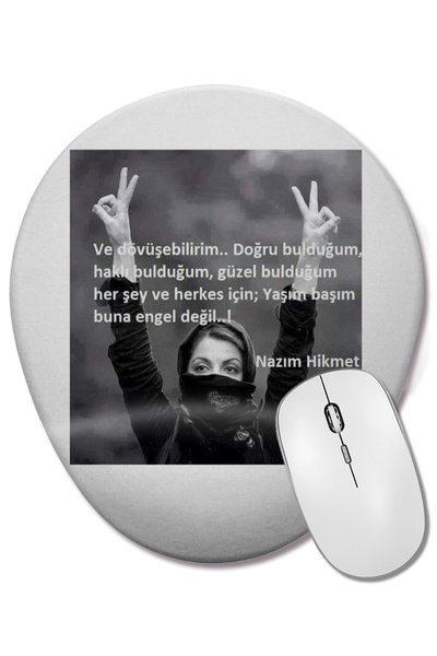 BASKI DÜNYASI Назим Хикмет Word 010 Овална подложка за мишка с опора за китката