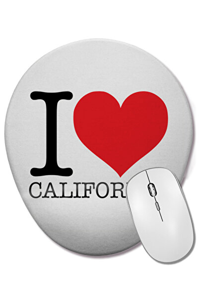 BASKI DÜNYASI لوحة ماوس بيضاوية من I Heart California مع دعم للمعصم
