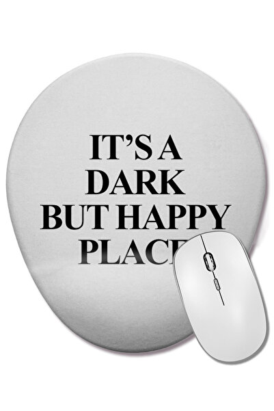 BASKI DÜNYASI Mouse Pad oval Dark But Happy Place cu suport pentru încheietura mâinii