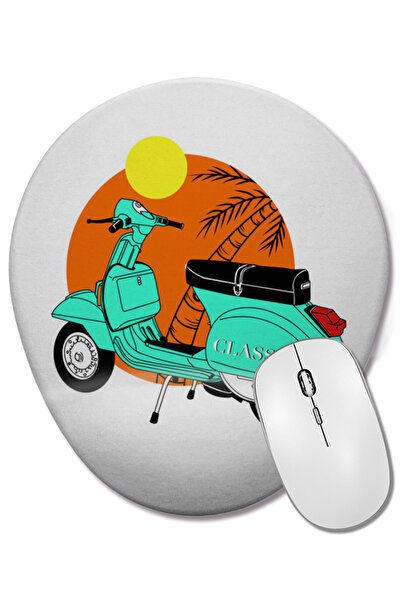 BASKI DÜNYASI Mouse Pad oval cu suport pentru încheietura mâinii Vespa Classi...