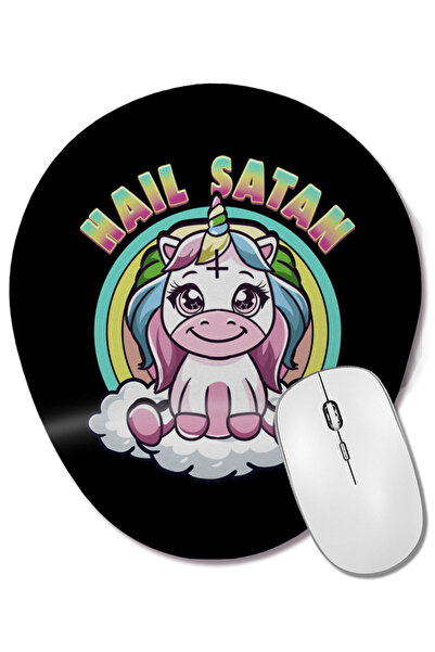 BASKI DÜNYASI Hail Satan Unicorn Rainbow Heavy Metal Satanic Pun Mouse Pad ov...