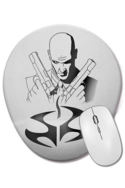 BASKI DÜNYASI Хитмен Агент 47 Овална подложка за мишка с опора за китката