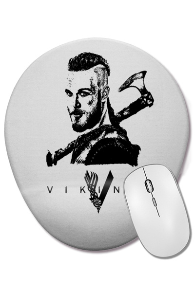 BASKI DÜNYASI Mouse Pad oval Ragnar Vikings cu suport pentru încheietura mâinii
