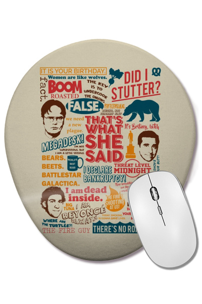 BASKI DÜNYASI Οβάλ ποντικοπίνακας με χρώματα The Office Quotes με στήριγμα κα...