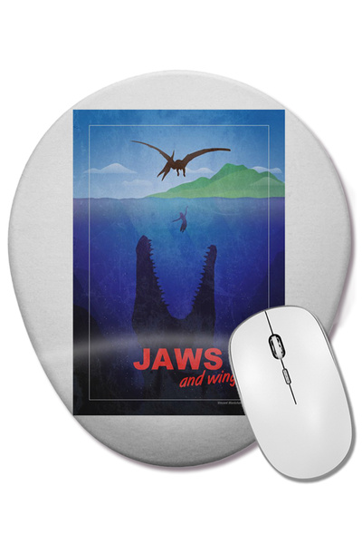 BASKI DÜNYASI Mouse Pad oval Jurassic Park Jaws cu suport pentru încheietura ...