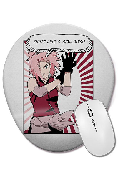 BASKI DÜNYASI Sakura Naruto 01 Mouse Pad oval cu suport pentru încheietura mâ...