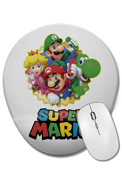 BASKI DÜNYASI Mouse Pad oval Super Maio Mario Bros cu suport pentru încheietu...