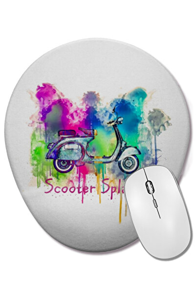 BASKI DÜNYASI Mouse Pad oval Vespa Scooter Splash cu suport pentru încheietur...