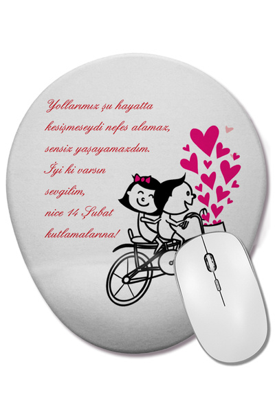 BASKI DÜNYASI Cadou pentru Ziua Îndrăgostiților 0108 Mouse Pad oval cu suport...