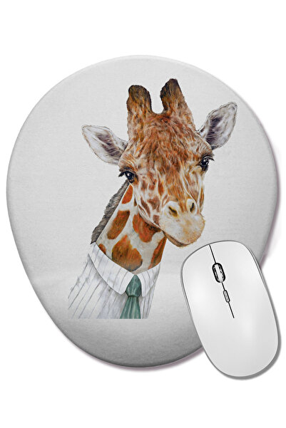 BASKI DÜNYASI Mouse Pad oval cu grafică cu girafe lungi, cu suport pentru înc...
