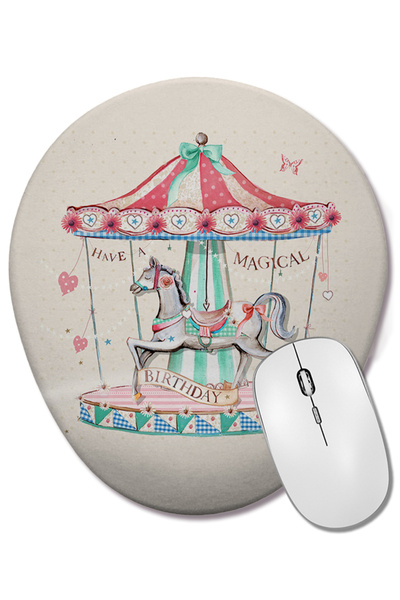 BASKI DÜNYASI Mouse Pad oval Carousel cu suport pentru încheietura mâinii