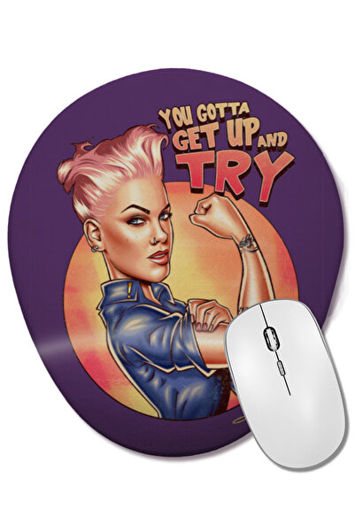 BASKI DÜNYASI Mouse Pad oval Pink Try cu suport pentru încheietura mâinii