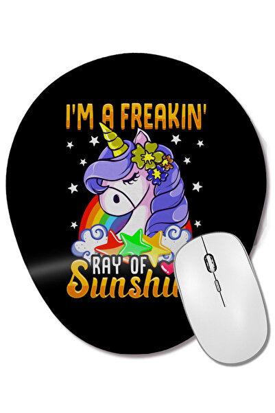 BASKI DÜNYASI Sarcastic I m a Freakin Ray of Sunshine Unicorn Oval Mouse Pad with Wrist Support