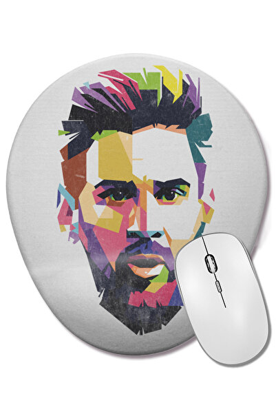 BASKI DÜNYASI Mouse Pad oval Rosto de Messi cu suport pentru încheietura mâinii