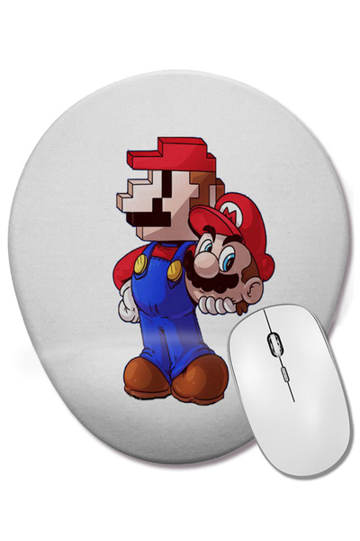 BASKI DÜNYASI Mouse Pad oval Mario Pixel cu suport pentru încheietura mâinii