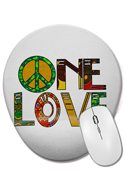 BASKI DÜNYASI Peace Barış Simge One Love Rasta 01 Οβάλ ποντίκι με υποστήριξη ...
