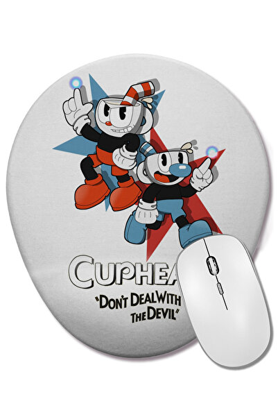 BASKI DÜNYASI Οβάλ ποντίκι ποντικοπολεμικής χρήσης με στήριγμα καρπού Cuphead...