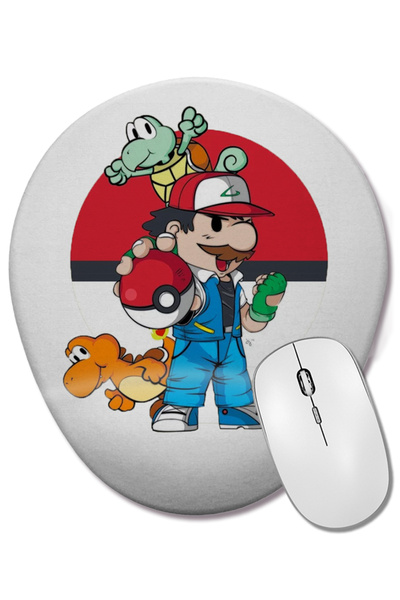 BASKI DÜNYASI Mouse Pad oval Pokemon Super Mario cu suport pentru încheietura...