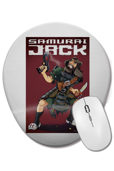BASKI DÜNYASI Samurai Jack 07 Овална подложка за мишка с подложка за китката
