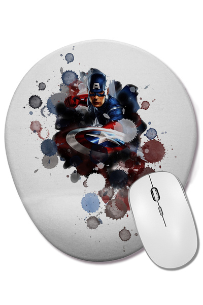 BASKI DÜNYASI Mouse Pad oval Captain America Splash Art cu suport pentru înch...