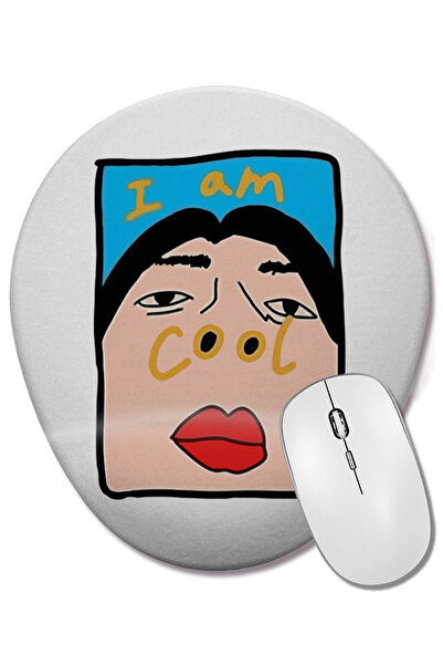 BASKI DÜNYASI Mouse Pad oval I Am Cool cu suport pentru încheietura mâinii