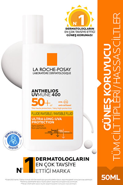 Melantis Anthelios Uvmune 400 Invisible Fluid Spf50+ Güneş Koruyucu 50 ml- Tü...