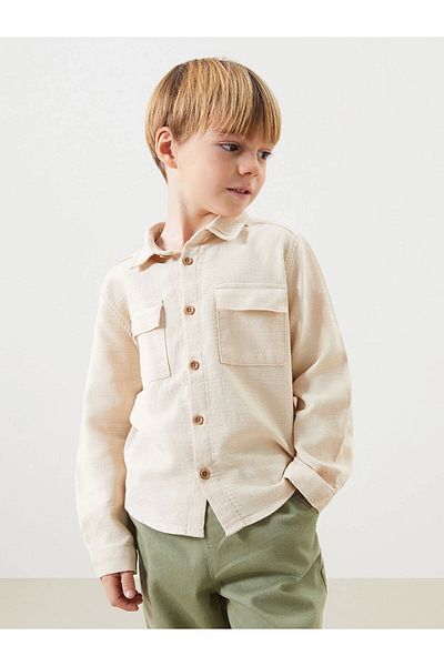 LC Waikiki Lcw Kids Gray Basic Long Sleeve Boy's Shirt and Pants 2Pcs
