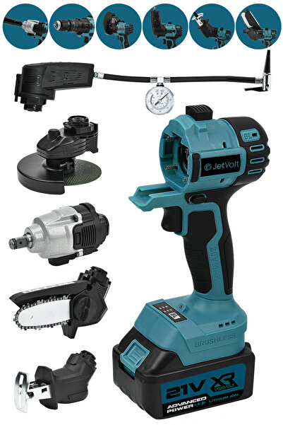 JetVolt 6'Lı Muhteşem Set Hava Pompası Şarjlı Matkap Testere Tilki Kuyruğu Ta...