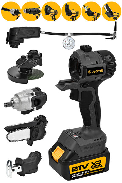 JetVolt 6'Lı Muhteşem Set Hava Pompası Şarjlı Matkap Testere Tilki Kuyruğu Ta...