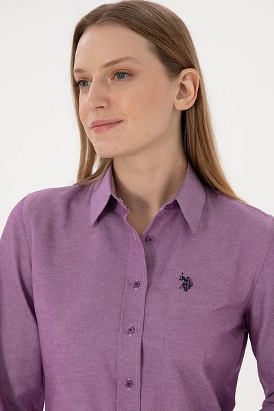 U.S. Polo Assn. Cămașă de bază violet cu mânecă lungă pentru femei 50297002 -VR037