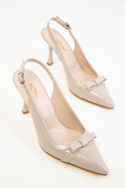 SOHO Beige Patent Leather Women's Classic Heeled Shoes 20367