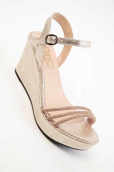 SOHO Goldene Damenschuhe mit Keilabsatz 20362