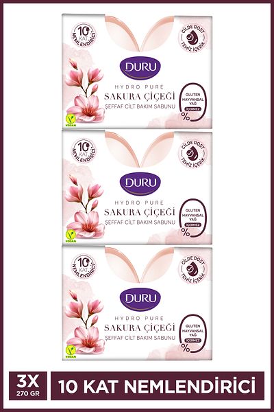 Duru Hydro Pure Sakura Flower 6 Pieces Soap 3X270 Gr Gluten Free