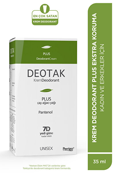 Deotak Plus Ekstra Koruma 7 Güne Kadar Etkili Krem Deodorant 35 ml x 4 Adet