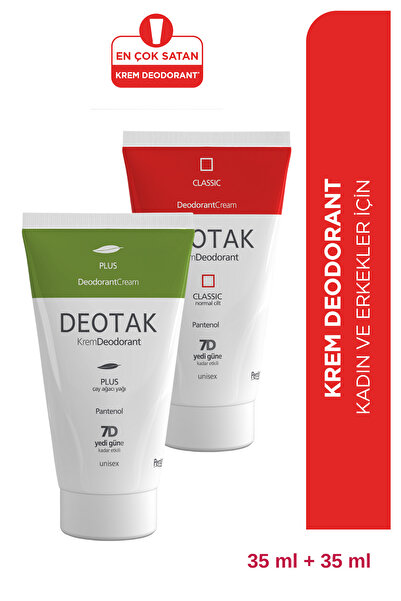 Deotak Krem Deodorant 2' li Set - Classic Koruma 35 ml ve Plus Çay Ağacı Yağı Koruma 35 ml
