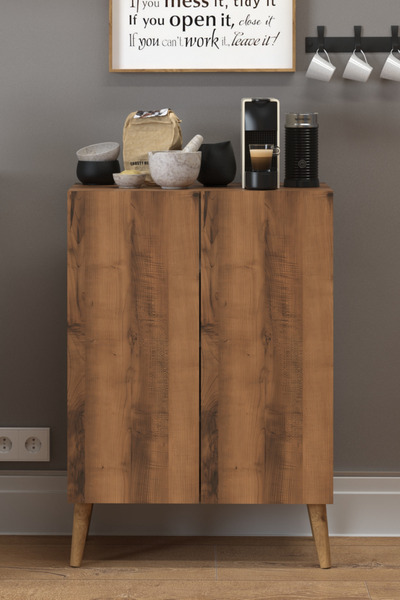 Monte Sehpa Luce Çok Amaçlı Dolap Midi Ceviz Mutfak, Banyo, Balkon, Kiler, 4 Raflı Dolap