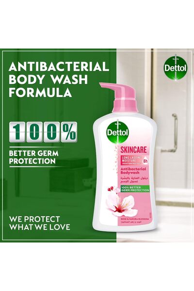 Dettol جل الاستحمام وغسول الجسم للعناية بالبشرة، برائحة الورد وزهر الكرز لحماية فعالة من الجراثيم